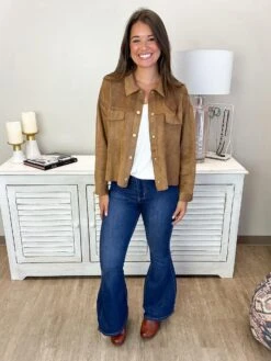 Suede Snap Button Top | S - 3XL