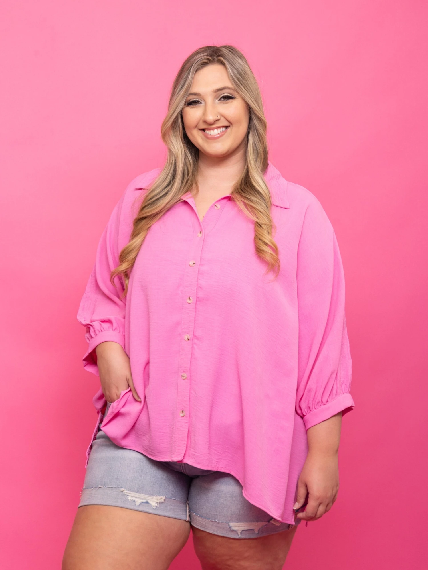 Airflow Oversized Dolman Sleeve Collared Shirt | S - 3X 3 Airflow Oversized Dolman Sleeve Collared Shirt | S - 3X