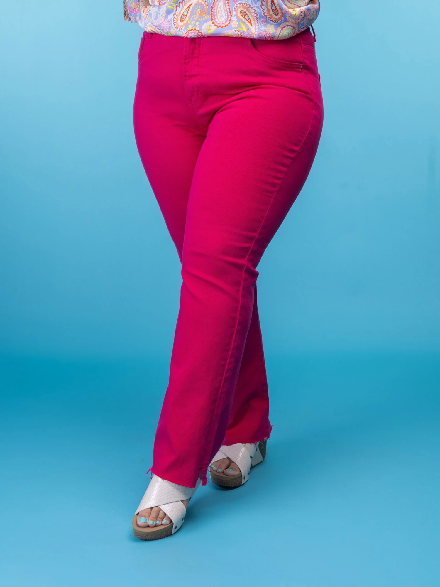 Risen High Rise Tummy Control Raw Hem Straight Leg Jeans | 0 - 3X 4 Risen High Rise Tummy Control Raw Hem Straight Leg Jeans | 0 - 3X - Image 2