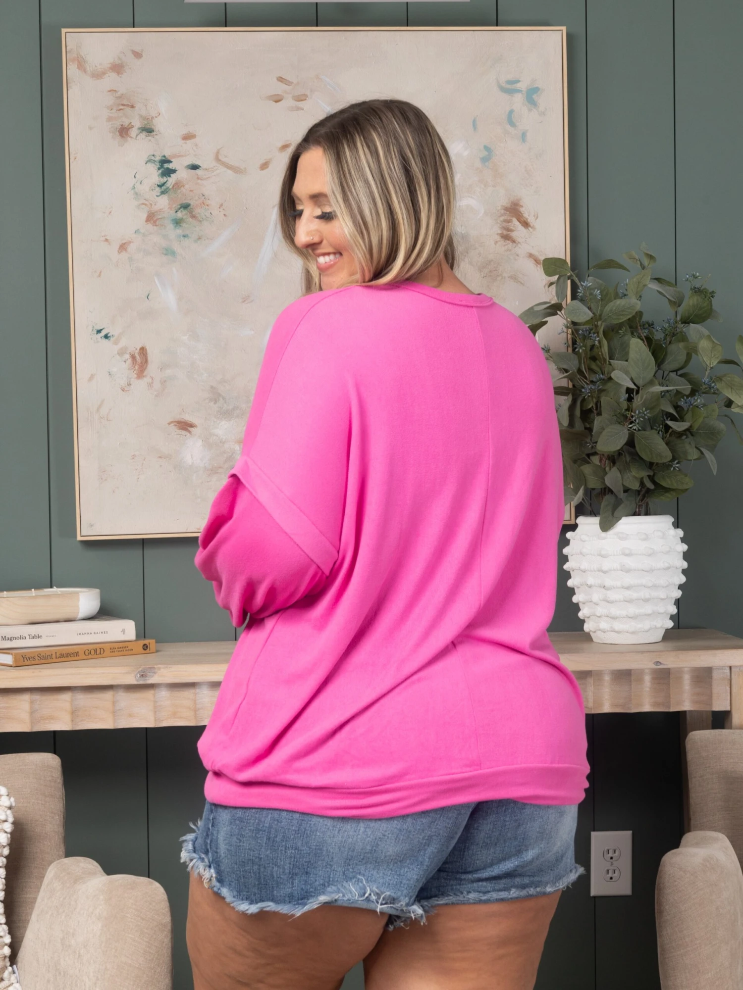 Long Sleeve V-Neck Top W/ Band Detail | S-3X 6 Long Sleeve V-Neck Top W/ Band Detail | S-3X - Image 4