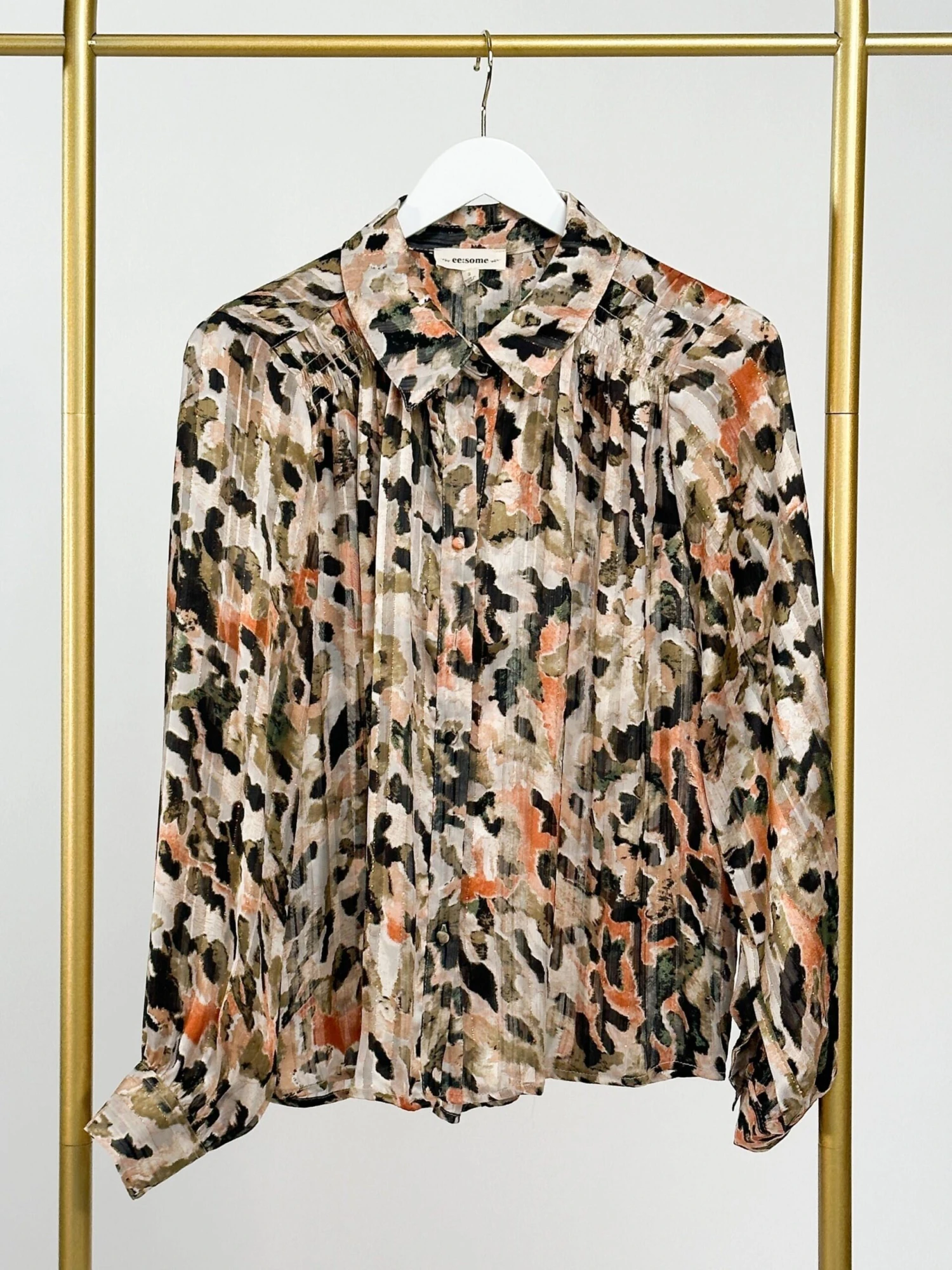 Watercolor Printed Long Sleeve Button Down Collared Top | S-L 3 Watercolor Printed Long Sleeve Button Down Collared Top | S-L