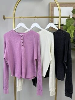 Raglan Sleeve Henley Top | S - L SET