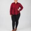 Collared Plaid Long Sleeve Babydoll Top W/ Pockets | S - L