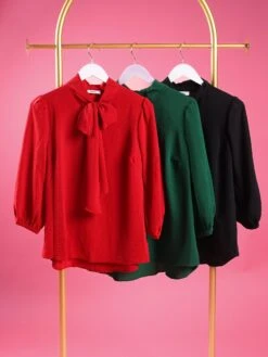 Airflow Neck Tie Long Sleeve Top | S - 3XL