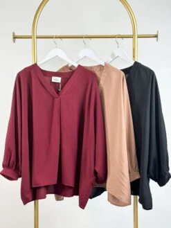 V-Neck Long Sleeve Flowy Top | S/M - 2X/3X