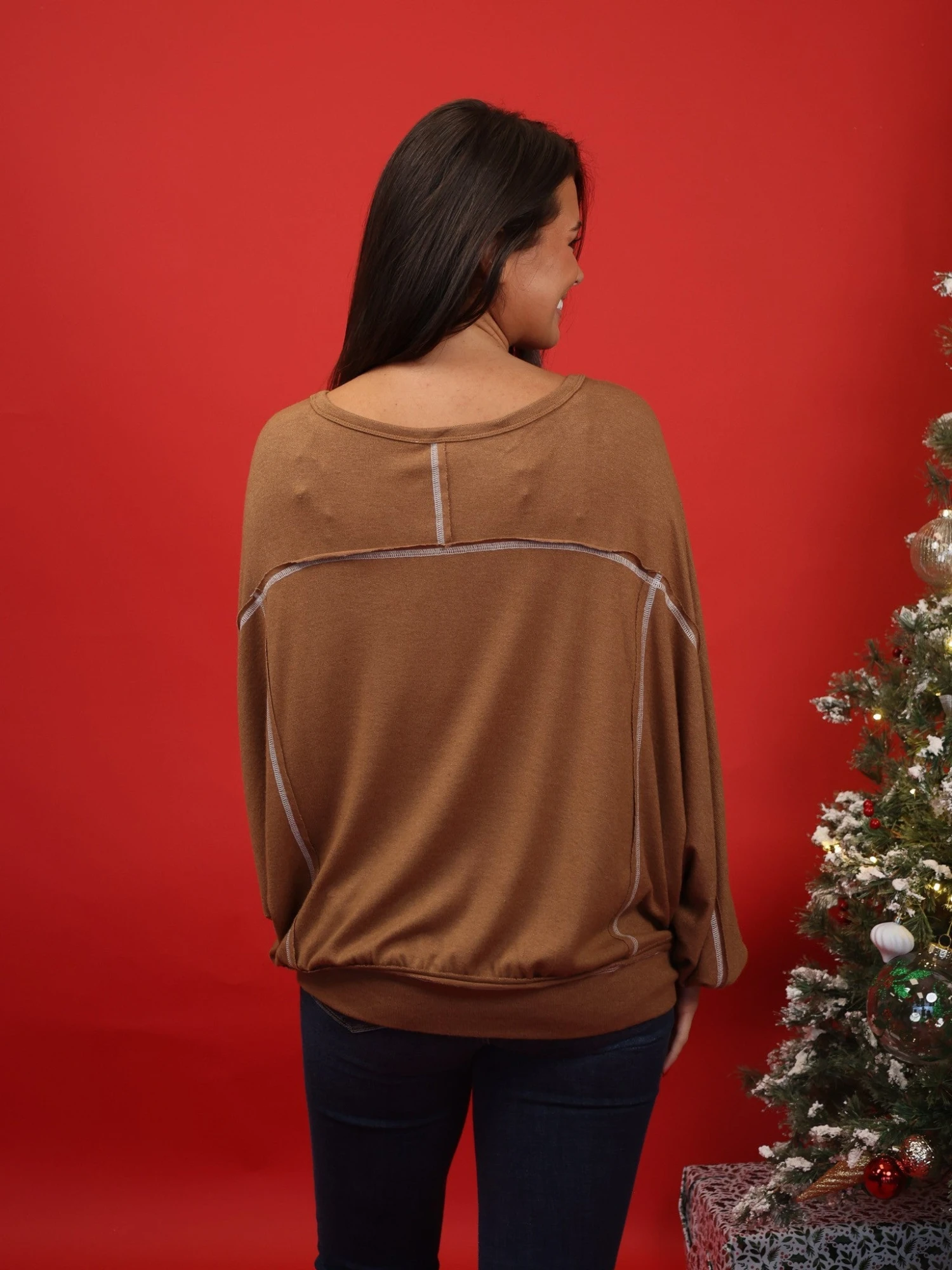 Long Dolman Sleeve Round Neck Oversized Top | S - 3X 6 Long Dolman Sleeve Round Neck Oversized Top | S - 3X - Image 4