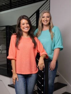 1/2 Sleeve Round Neck Waffle Knit Top | S - 3X -Be Cool Shop b92d649cde1ca30391b1d755e6a1a7df