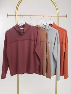Relaxed Fit Long Sleeve Turtleneck Top | S - 3XL