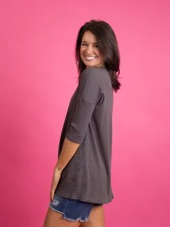 3/4 Sleeves Round Neck Ribbed Tunic Top W/ Pockets | S-XL -Be Cool Shop bbd954fd337f26f9b1d9bad2704f5ca7