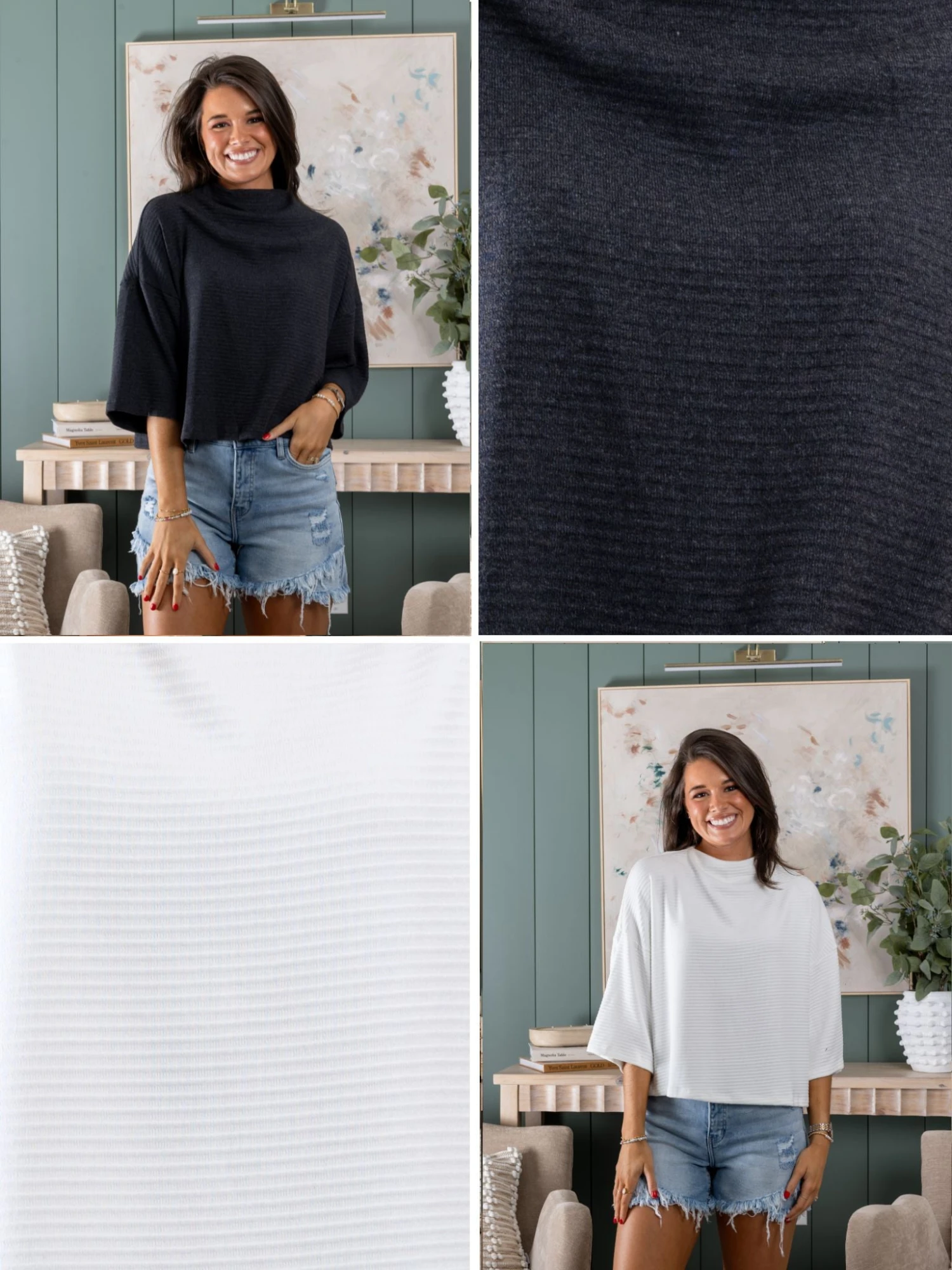 Ribbed Cowl Neck Kimono Sleeve Top| S-L 3 Ribbed Cowl Neck Kimono Sleeve Top| S-L