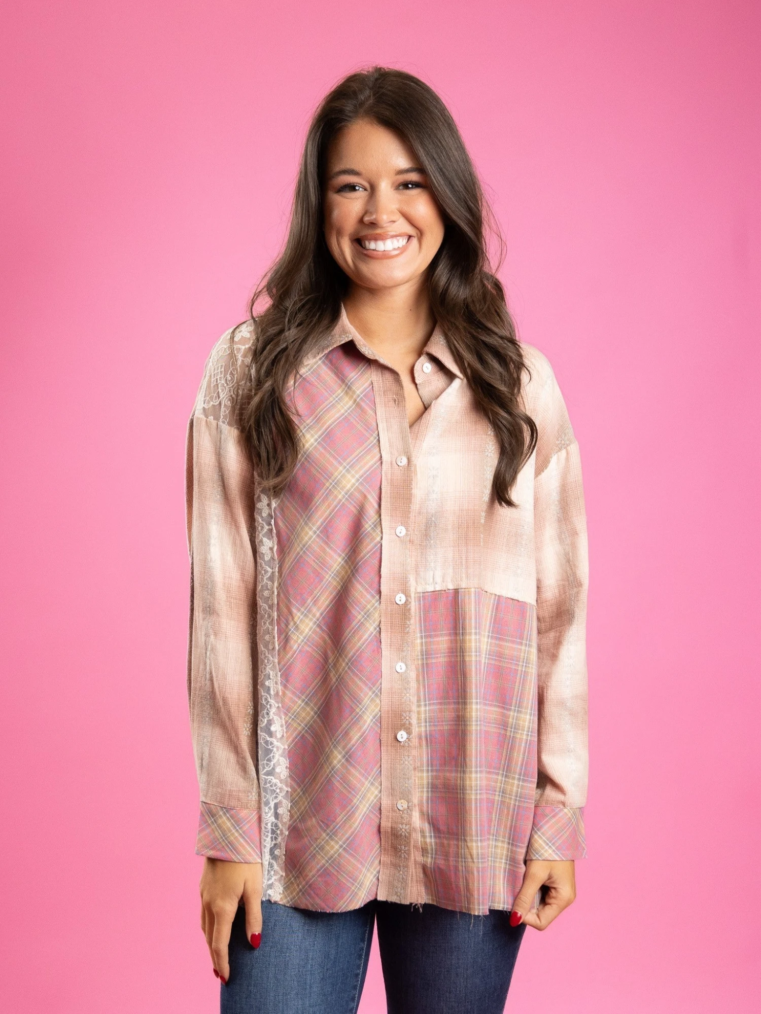 Plaid Multi Print Button Down Long Sleeve Shirt | S-L 3 Plaid Multi Print Button Down Long Sleeve Shirt | S-L