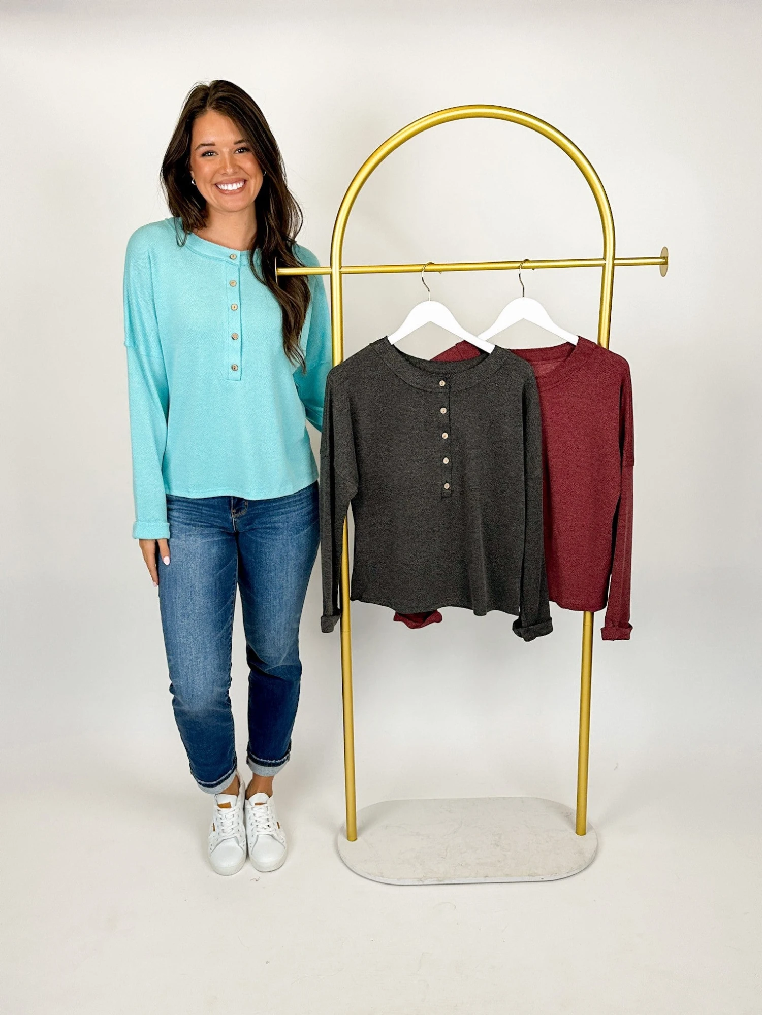 Buttoned Loose Fit Long Sleeve Round Neck Shirt | S - 2XL 3 Buttoned Loose Fit Long Sleeve Round Neck Shirt | S - 2XL