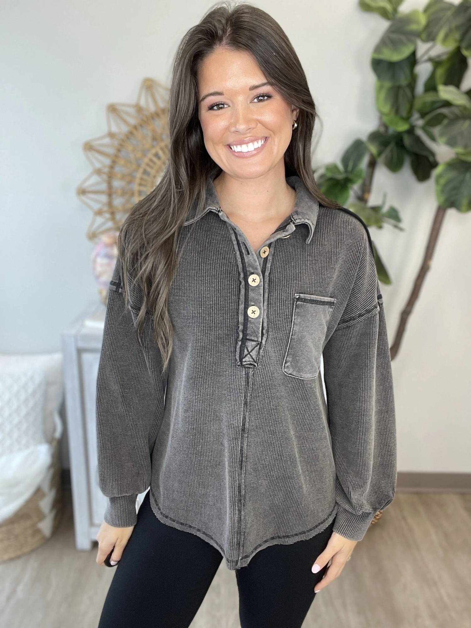 Button Down Henley Knit Top | S - 3XL 4 Button Down Henley Knit Top | S - 3XL - Image 2