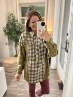 Color Block Plaid Button-Down Shirt | S - 3XL