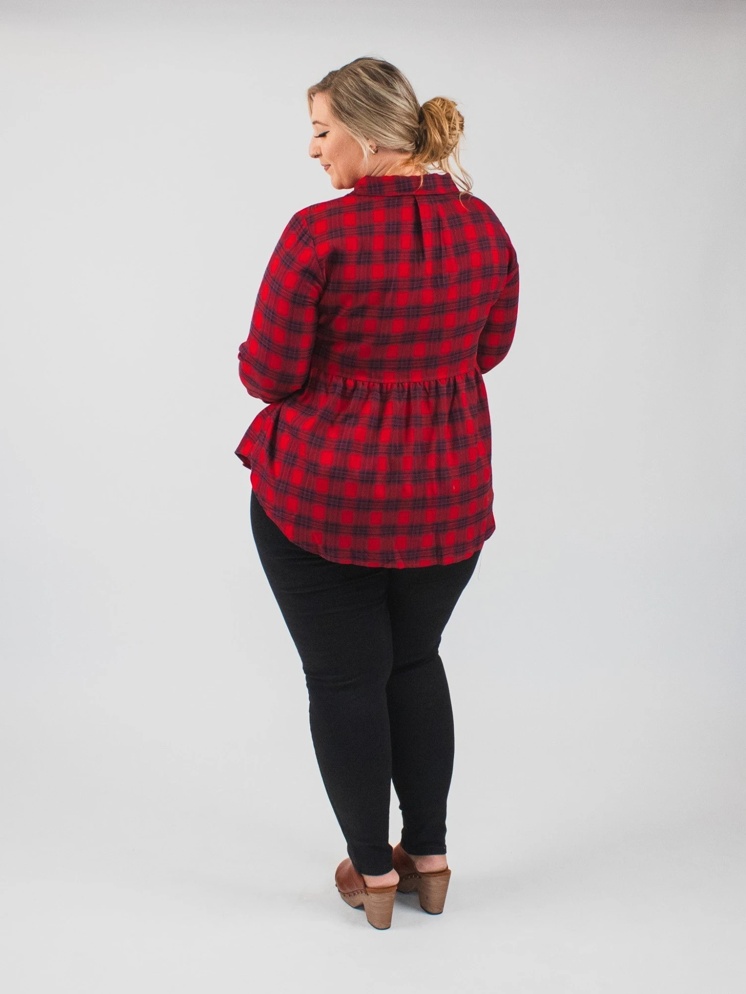 Collared Plaid Long Sleeve Babydoll Top W/ Pockets | S - L 6 Collared Plaid Long Sleeve Babydoll Top W/ Pockets | S - L - Image 4