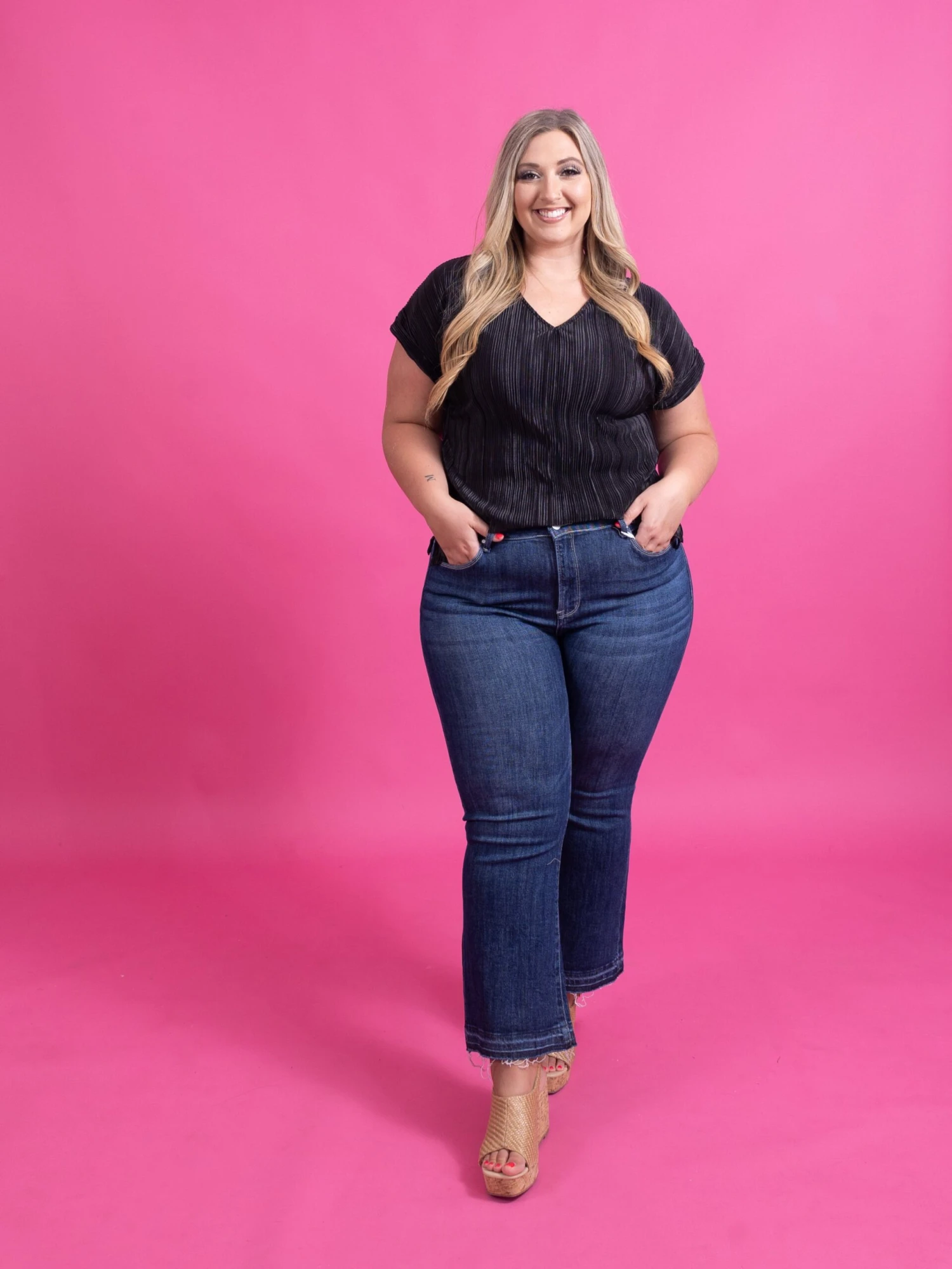 Risen High Rise Crop Flare Jeans | 0 - 3X 3 Risen High Rise Crop Flare Jeans | 0 - 3X