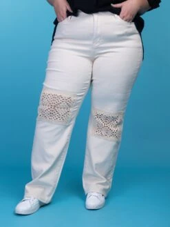 Judy Blue High Waist Garment Dyed Crotchet Knee Patches Wide Leg Jeans | 0 - 24