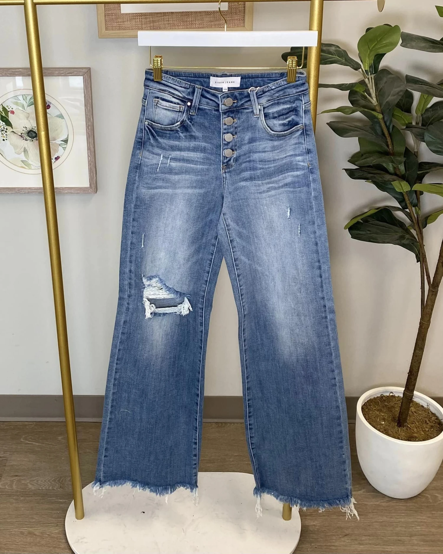 Risen Mid Rise Button Down Wide Leg Jeans | 1 - 3X 3 Risen Mid Rise Button Down Wide Leg Jeans | 1 - 3X