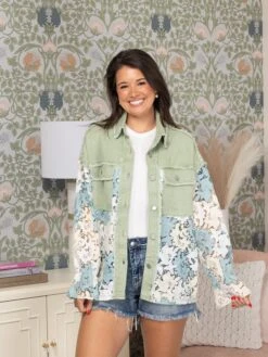 Flower Ragged Lace Raw Hem Denim Jacket | S-XL Blue Velvet