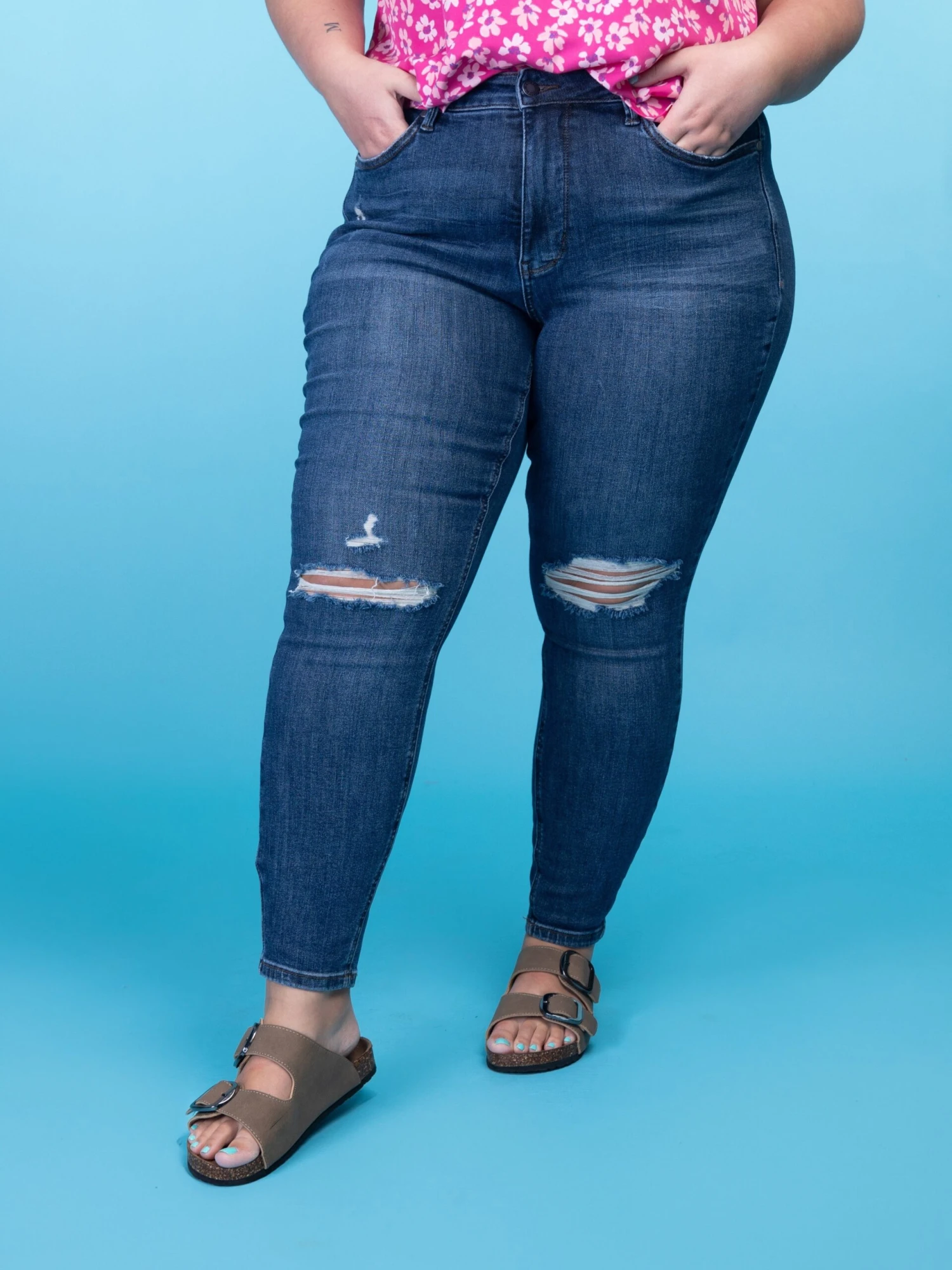 Judy Blue Mid Rise Tummy Control Destroy Skinny Jeans | 0-24 9 Judy Blue Mid Rise Tummy Control Destroy Skinny Jeans | 0-24 - Image 7