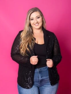 Sequined Open Front Collared Blazer | S-3X 7 Sequined Open Front Collared Blazer | S-3X -Be Cool Shop IfH0VUXjckPB8QNe2bcMViZrj8l9bLaM4vf13YTL