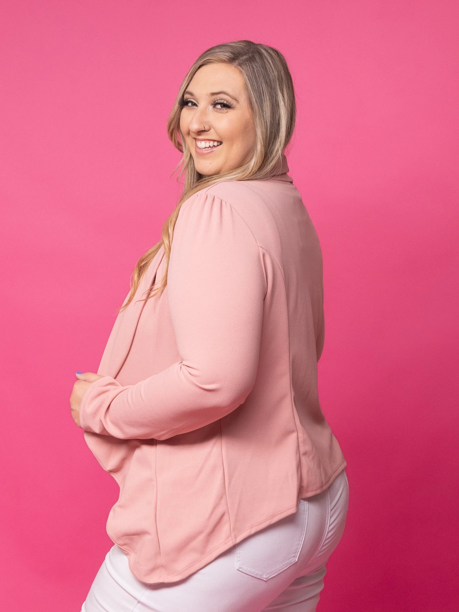 Solid Open Front Blazer | S - 3X 6 Solid Open Front Blazer | S - 3X - Image 4