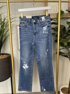 Judy Blue High Waist Destroy & Pocket Embroidered Ankle Straight Jean | 0 - 22