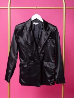 Button Front Collared Satin Blazer | S-L