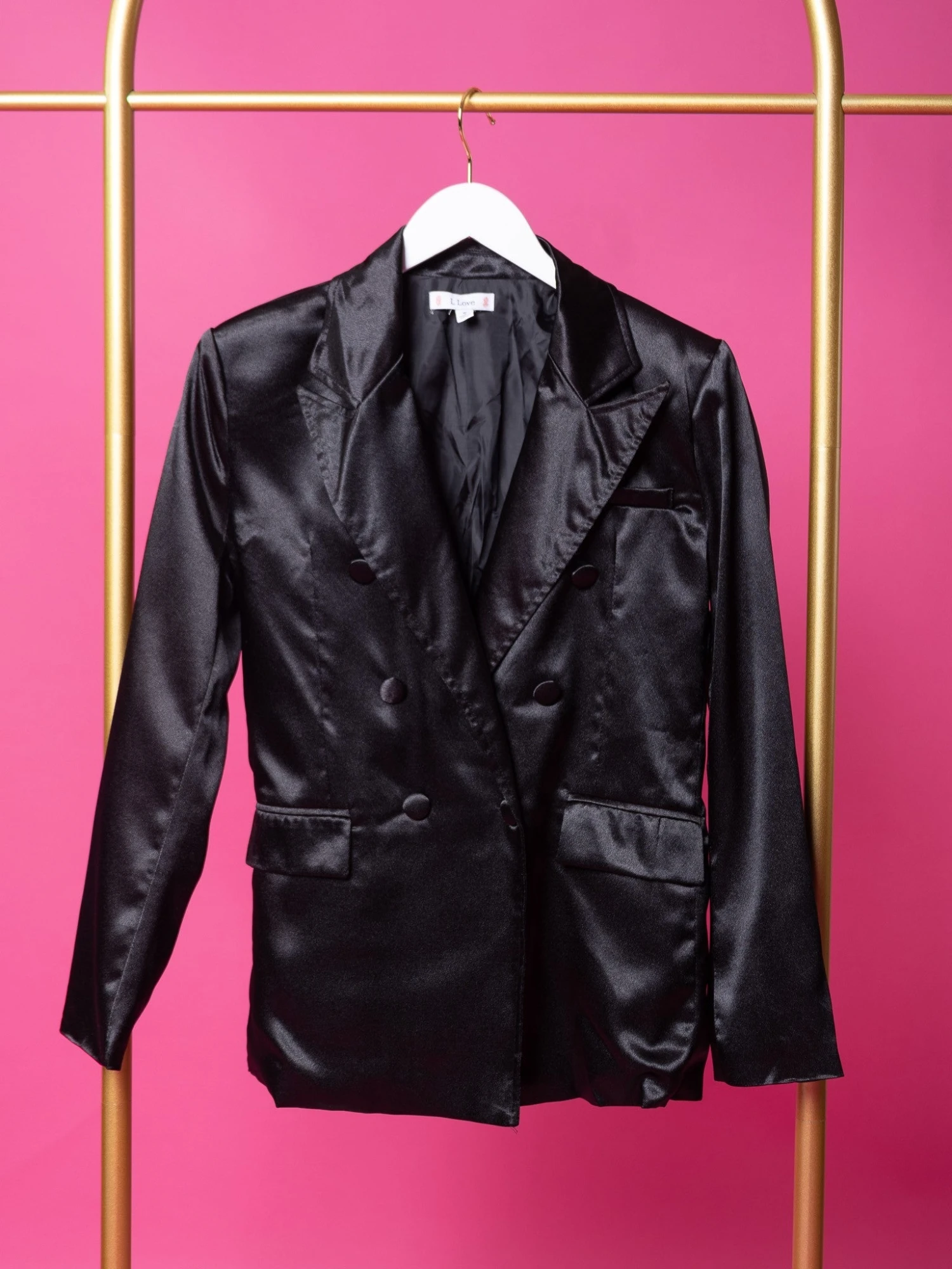 Button Front Collared Satin Blazer | S-L 3 Button Front Collared Satin Blazer | S-L