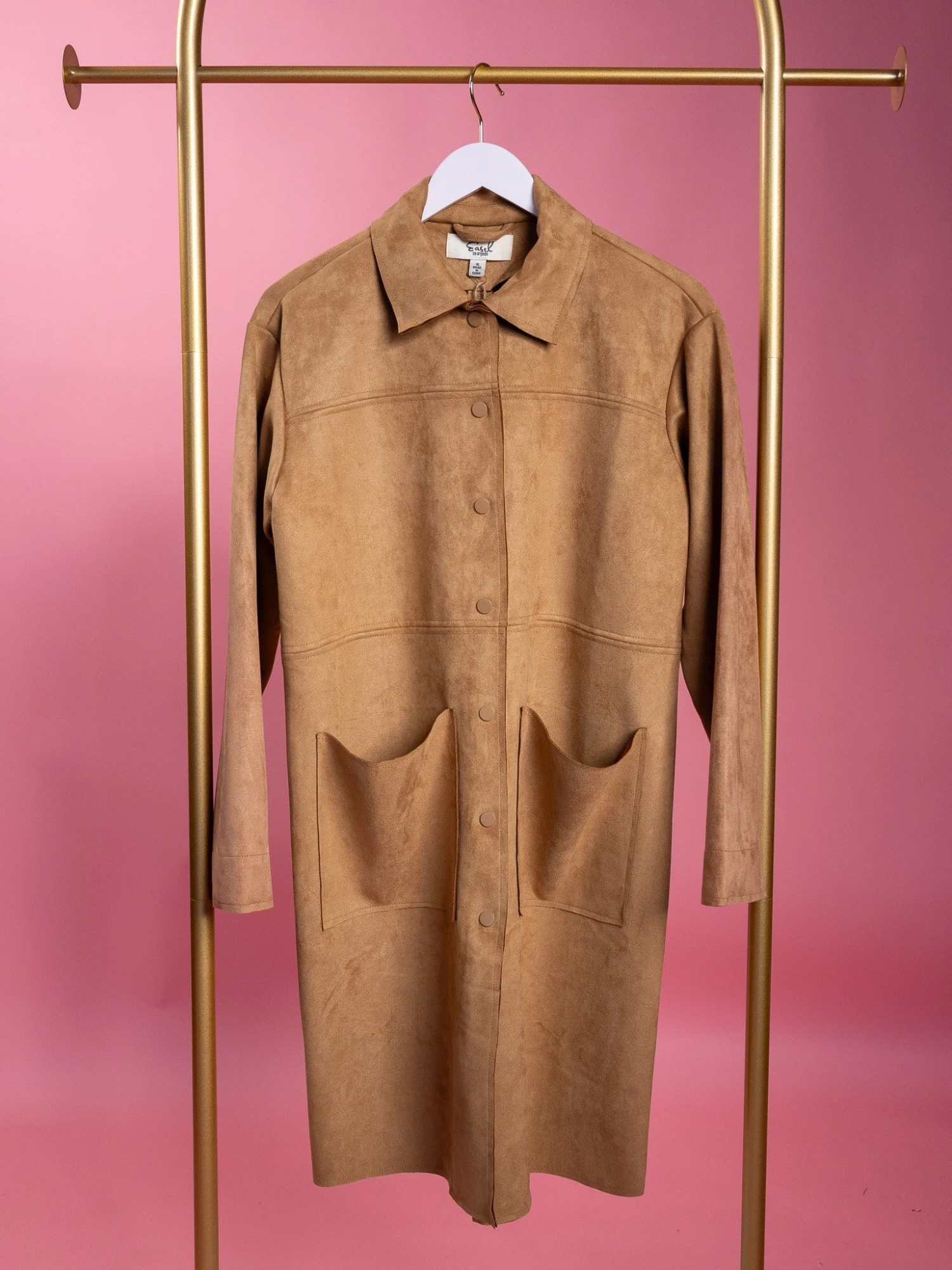 Faux Suede Button Down Collared Midi Jacket | S - L 3 Faux Suede Button Down Collared Midi Jacket | S - L