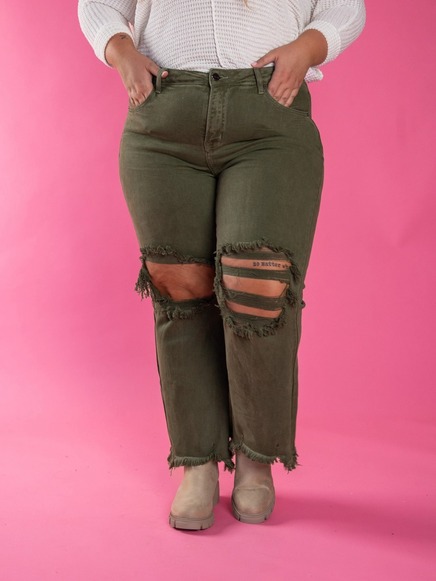 Risen High Rise Distressed Straight Leg Jeans | 0 - 3X 4 Risen High Rise Distressed Straight Leg Jeans | 0 - 3X - Image 2