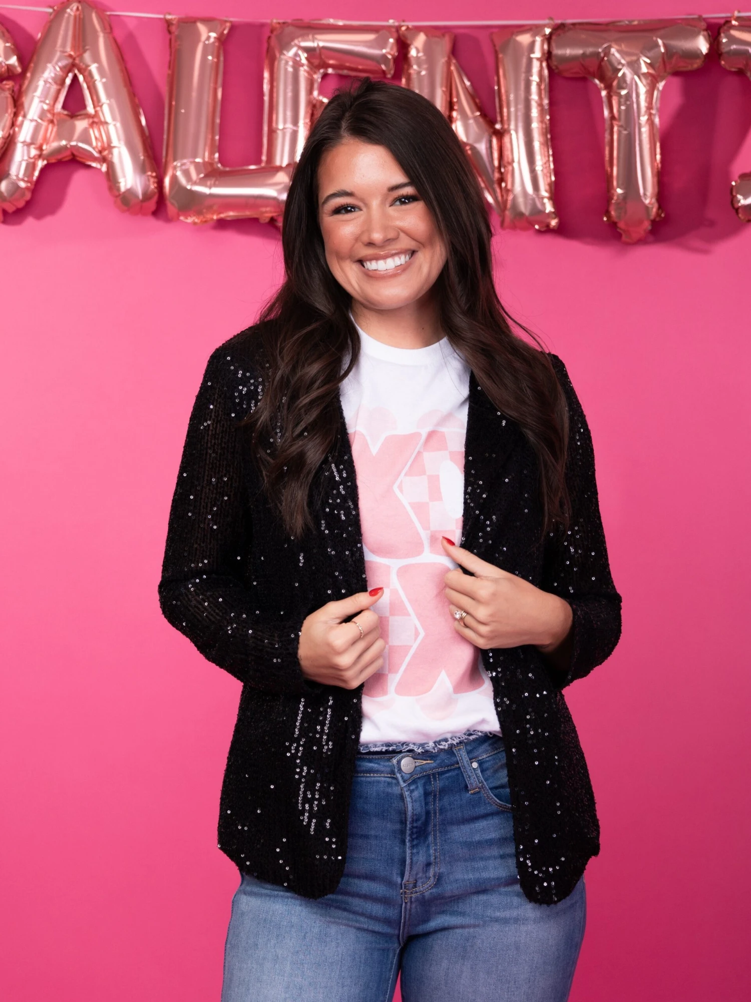 Sequined Open Front Collared Blazer | S-3X 3 Sequined Open Front Collared Blazer | S-3X